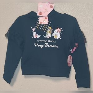 Maddie & Michelle Girls Black Graphic Hoodie With Matching Socks Size 12